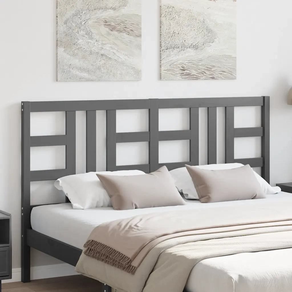 Testiera per Letto Grigia 166x4x100cm in Legno Massello di Pino cod mxl 31752