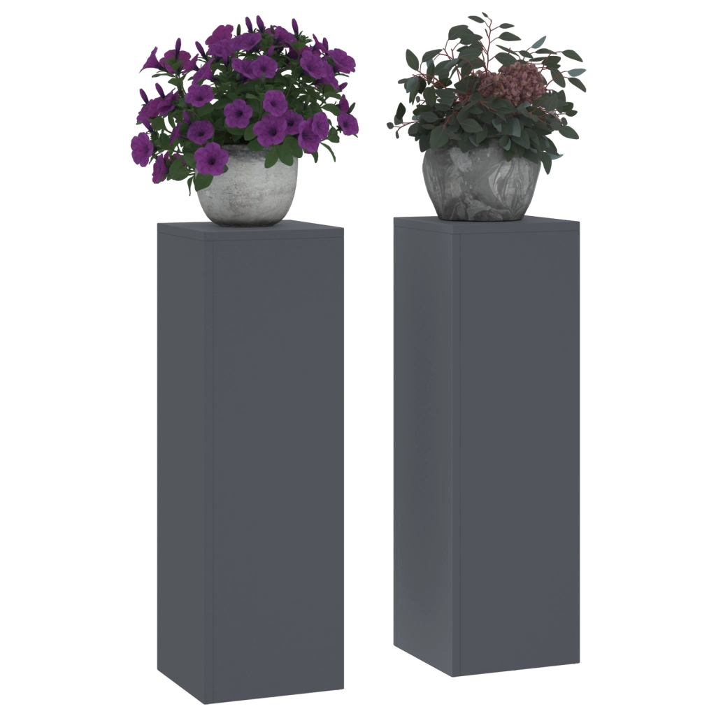 Supporti per Piante da Esterno Pilastro 2 pz Antracite 24x24x75 cm Acciaio