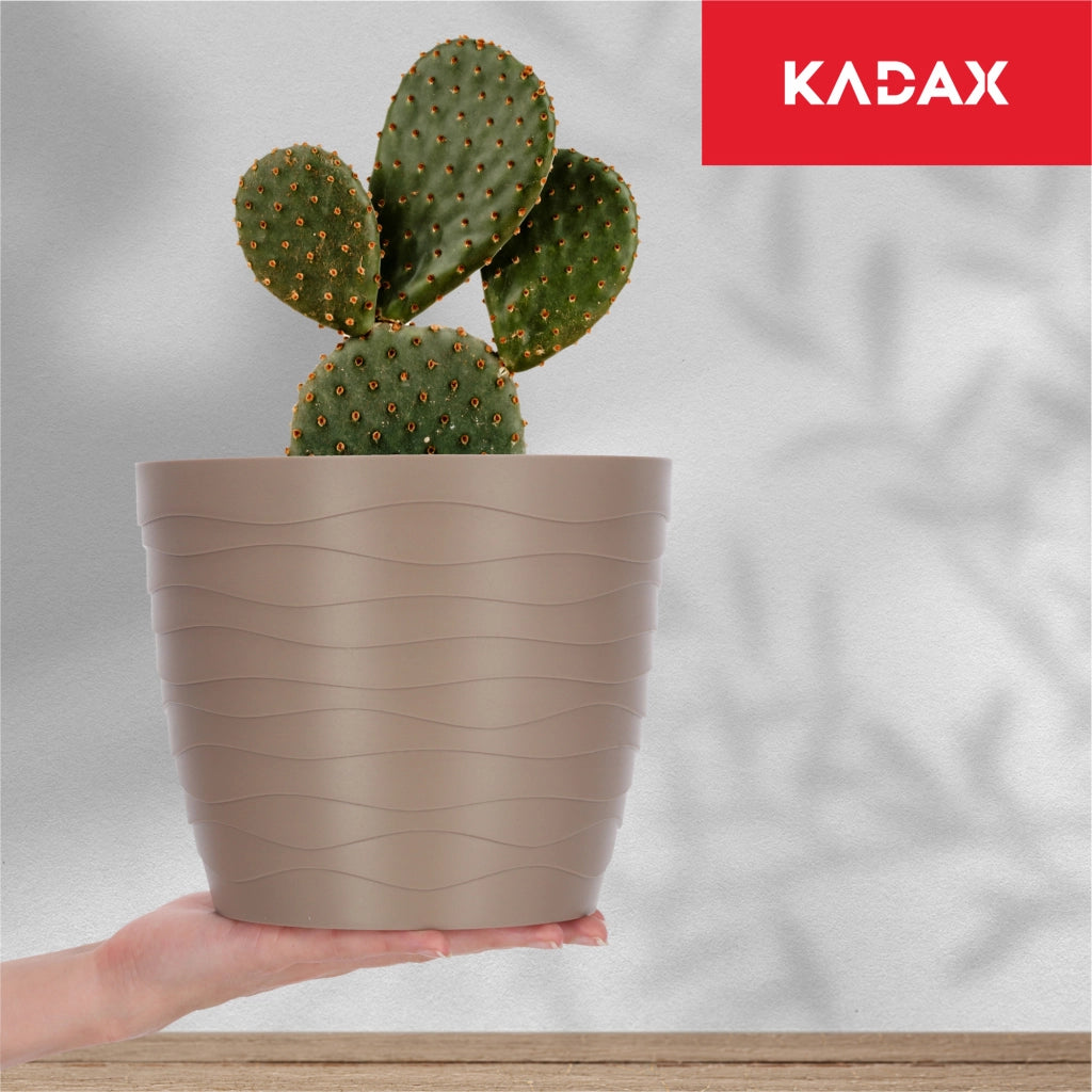 KADAX - Copertura in plastica per vaso di fiori e piante, rotonda, beige, 19 cm