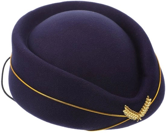Cappello da Stewardess - Disegno Leggero - Nero - Ideale per Feste - Comodo e Stilistico - Adatto per Donne -