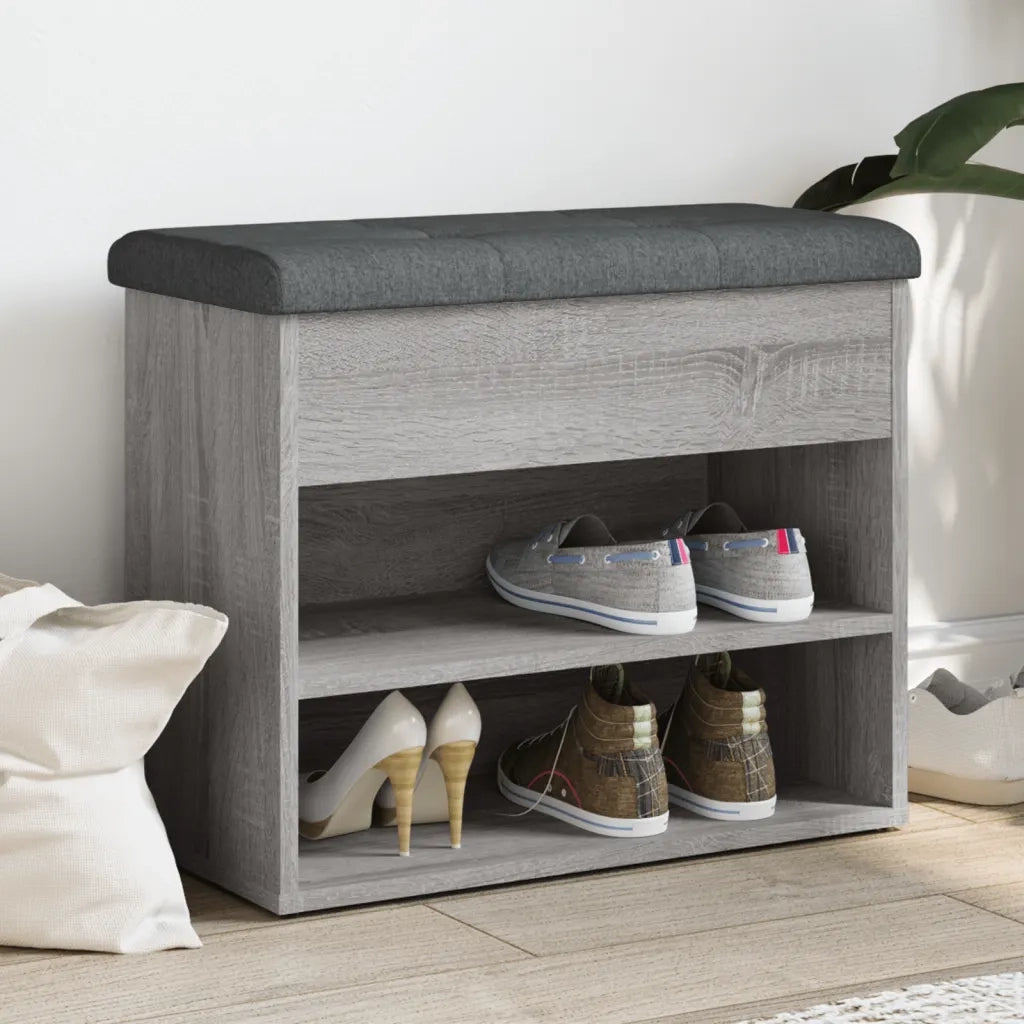 Panca Porta Scarpe-Sgabello-Panca Scarpiera Grigio Sonoma 62x32x50 cm Legno Multistrato