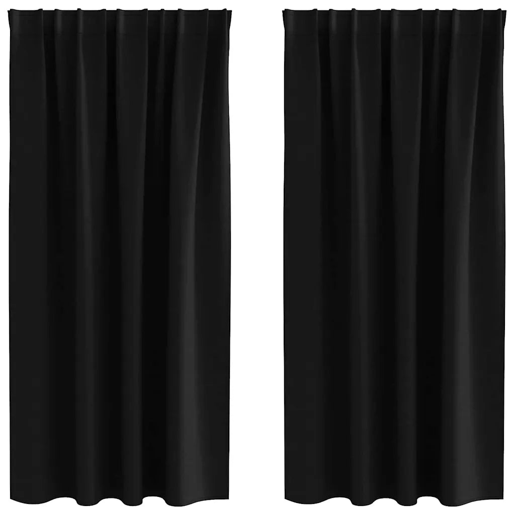 Tende Blackout con Anelli 2 pcs Nero 175 x 140 cm Poliestere 4107429
