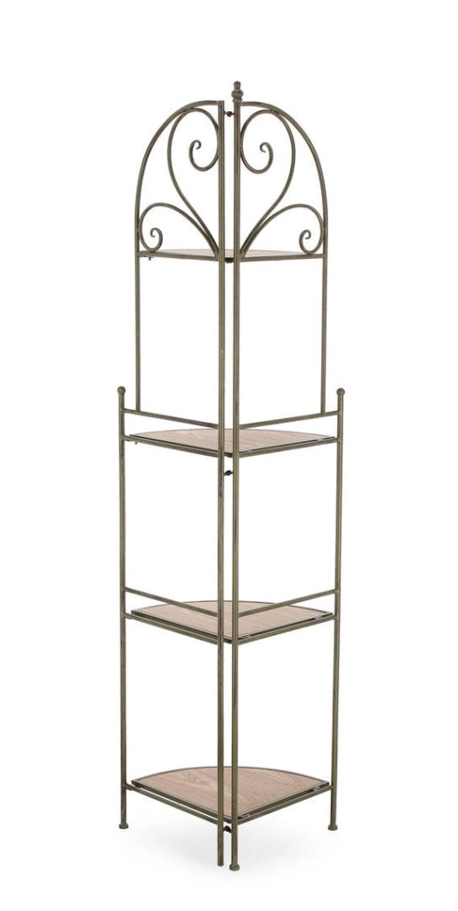 Scaffale Angolare 4 Ripiani 48x35x165,5 cm in Acciaio Guenda Verde Scuro