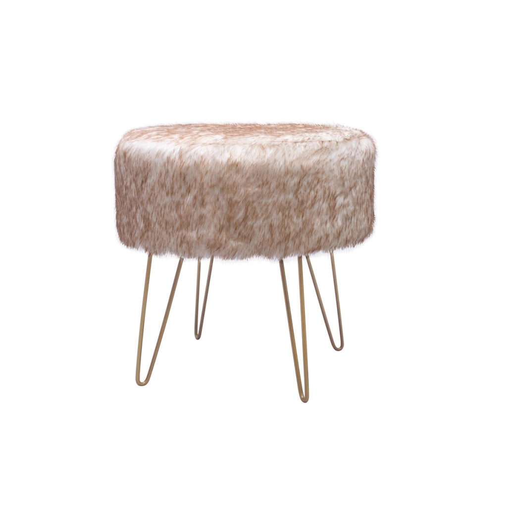 Pouf di design Mio 110 in ecopelliccia bianca e marrone