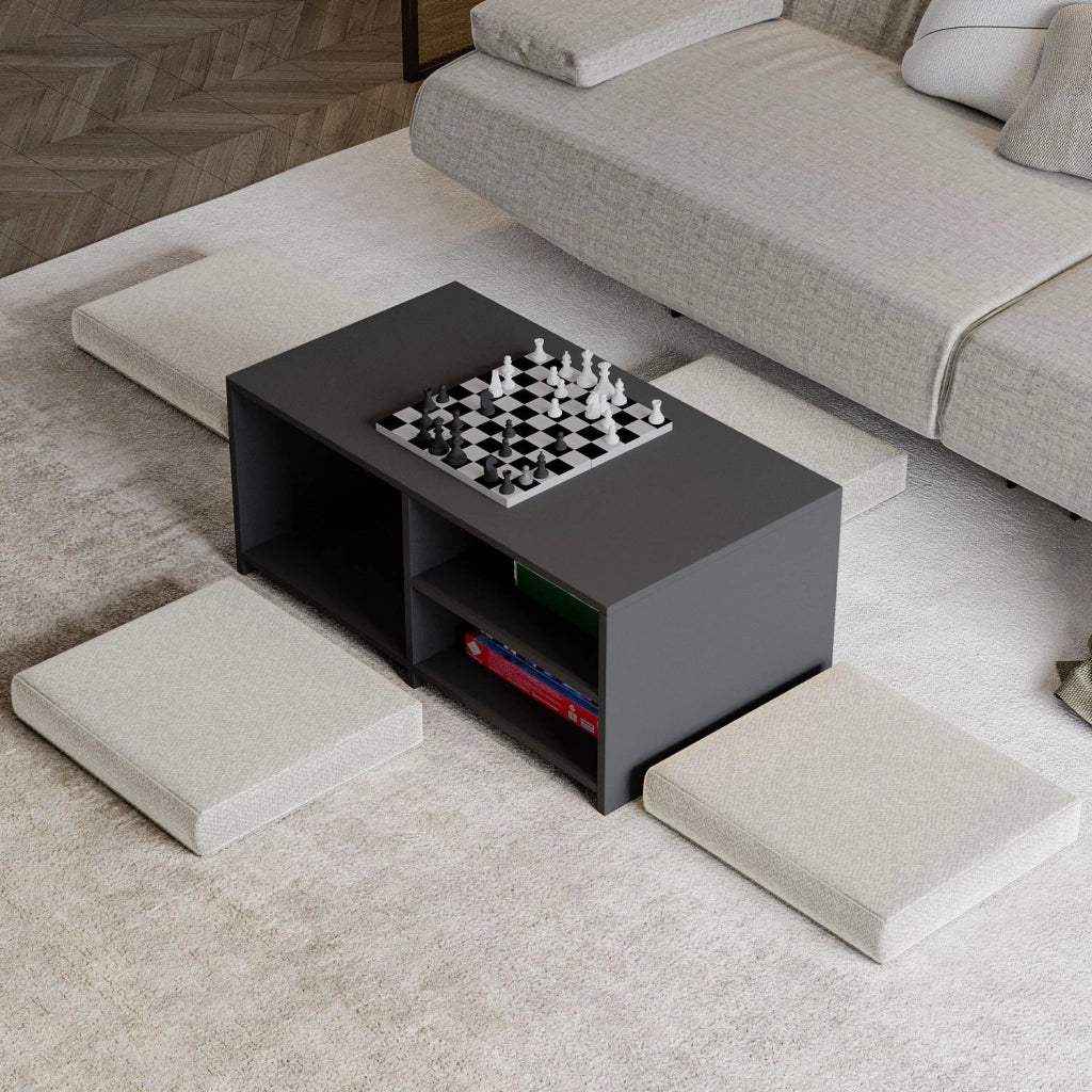Set di tavolini in legno "Gord" - 90 x 45 x 44,1 cm - Antracite