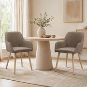 Sedia da pranzo con Braccioli Integrati e Schienale Alto, Design Ergonomico, in Tessuto e Legno, Marrone
