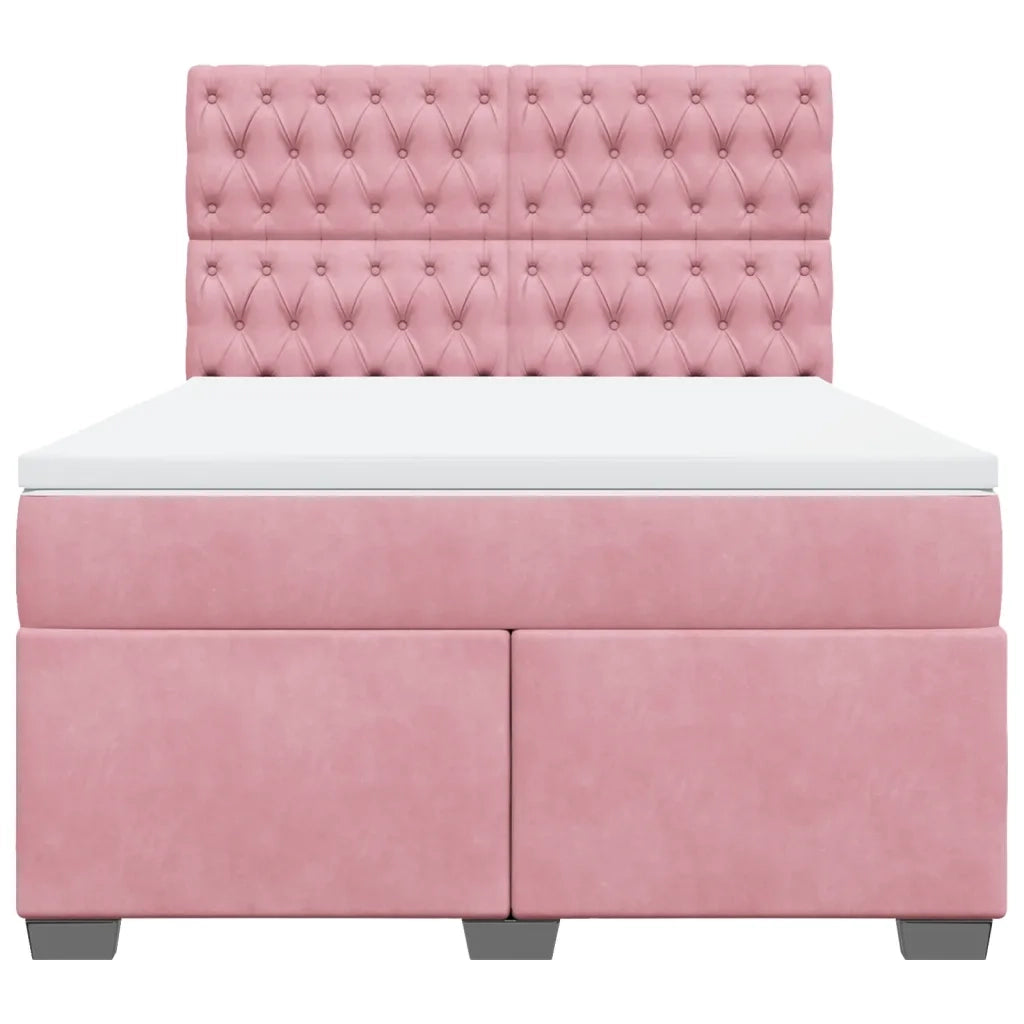 Giroletto a Molle con Materasso Rosa 160x200 cm in Velluto