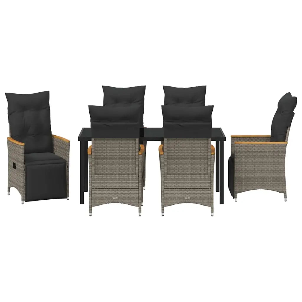Set da Pranzo per Giardino con cuscino 7 pcs Grigio polyrattan 3379629