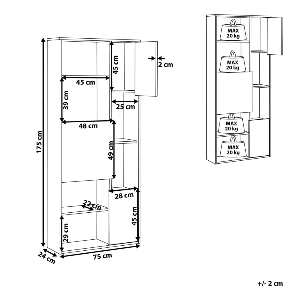 Libreria a 5 ripiani in legno chiaro con scaffalature in cemento comodino soggiorno camera da letto