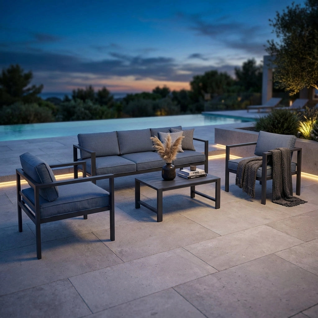 Salotto da Giardino 4 posti in Alluminio cm 184x70x64 - LEX