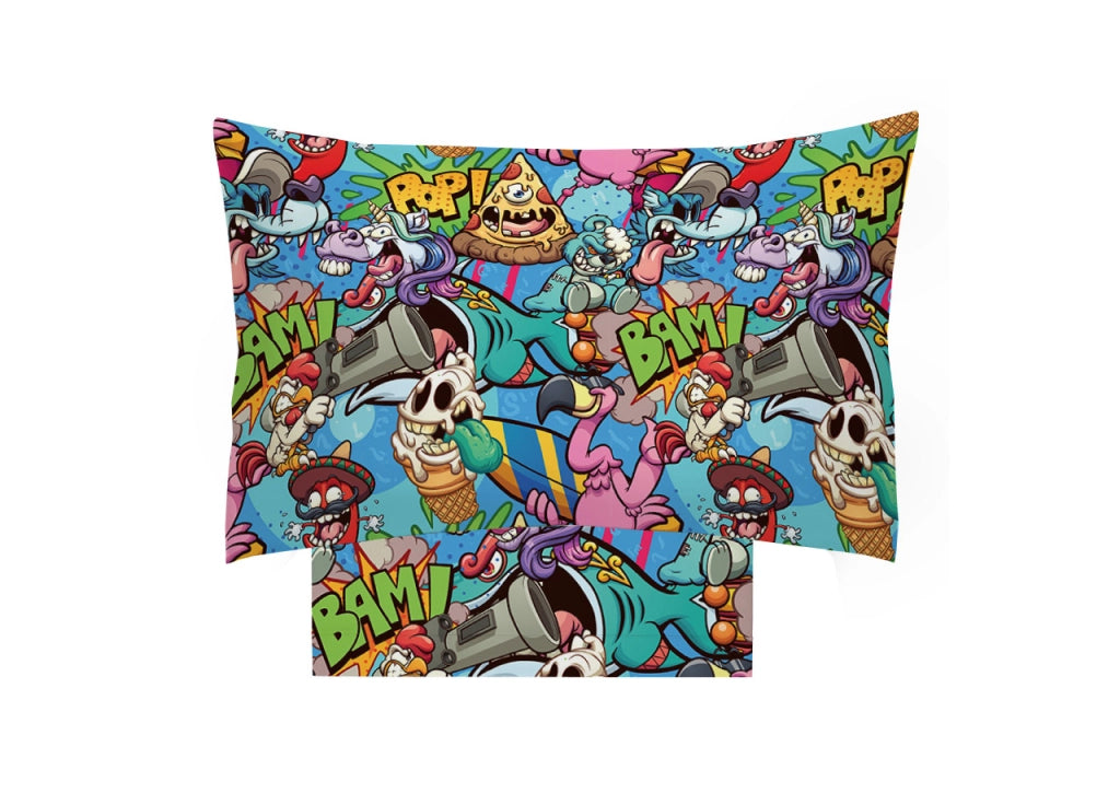 Copripiumino Sacco Piumone Freestyle Per Ragazzi 100% Cotone Digitale Crazy Pizza - Singolo - Crazy Pizza