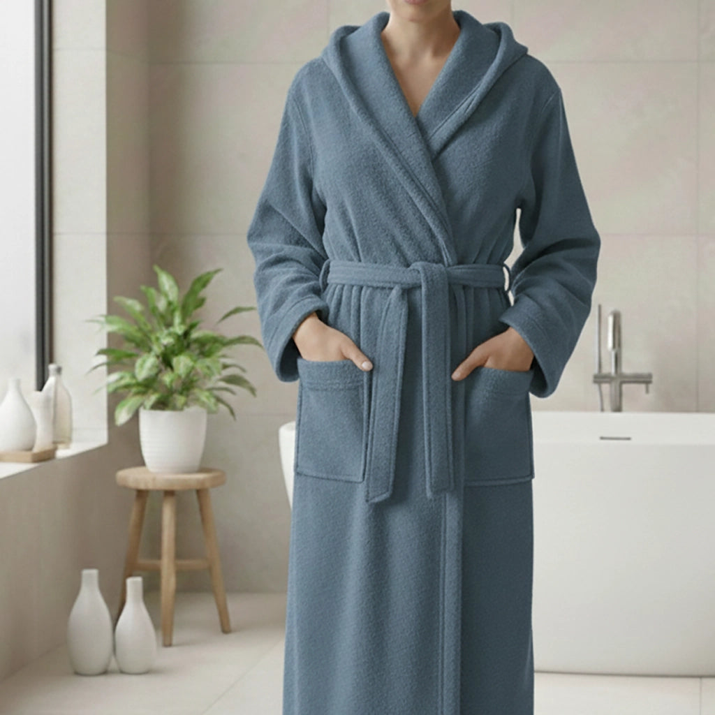 Satofa, Accappatoio 100% Cotone con Cappuccio, blu Fiordaliso