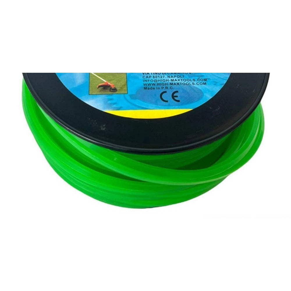 Trade Shop - Filo Per Decespugliatore Quadrato 5 Mm Bobina 100mt Taglaerba Cavo Matassa Verde -