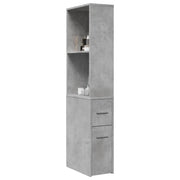 Armadietto da Bagno Stretto con Ruote Grigio Cemento Truciolato 855298