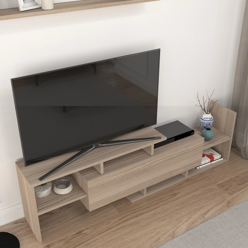 Set Liksefte di Mobile Porta TV e Mensola da Parete - Effetto Rovere [en.casa]