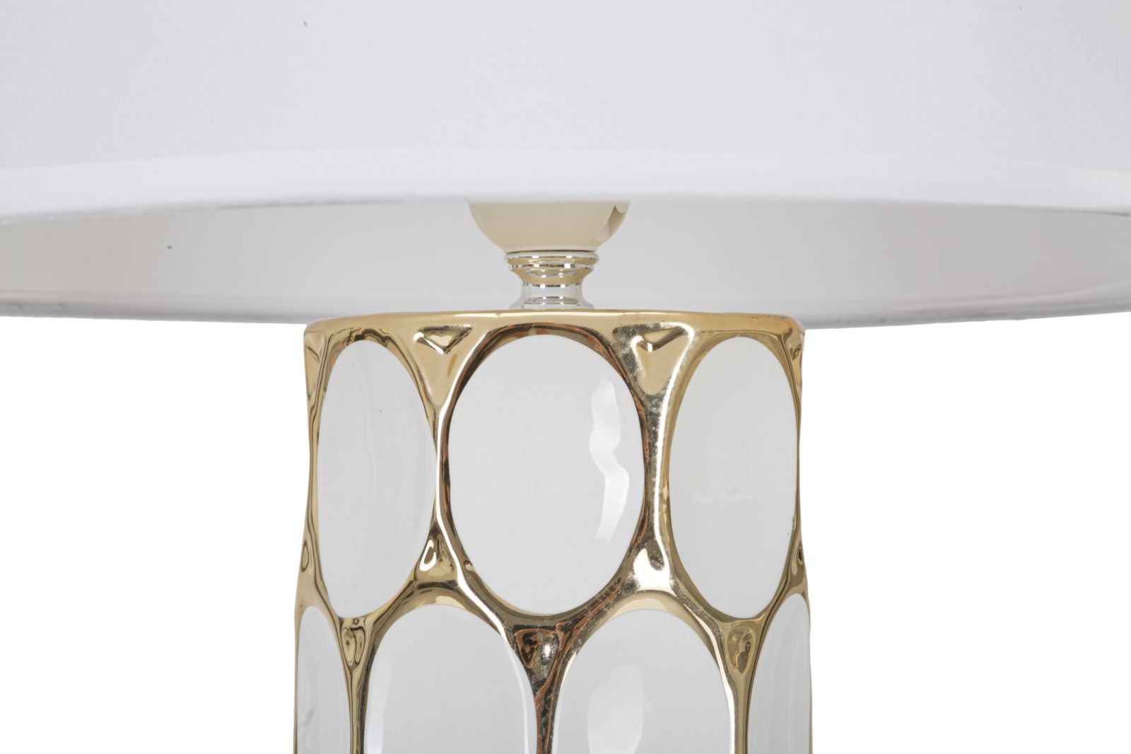 Lampada da Tavolo Glam Carv 34,5x56x34,5 cm in Ceramica Bianco/Oro