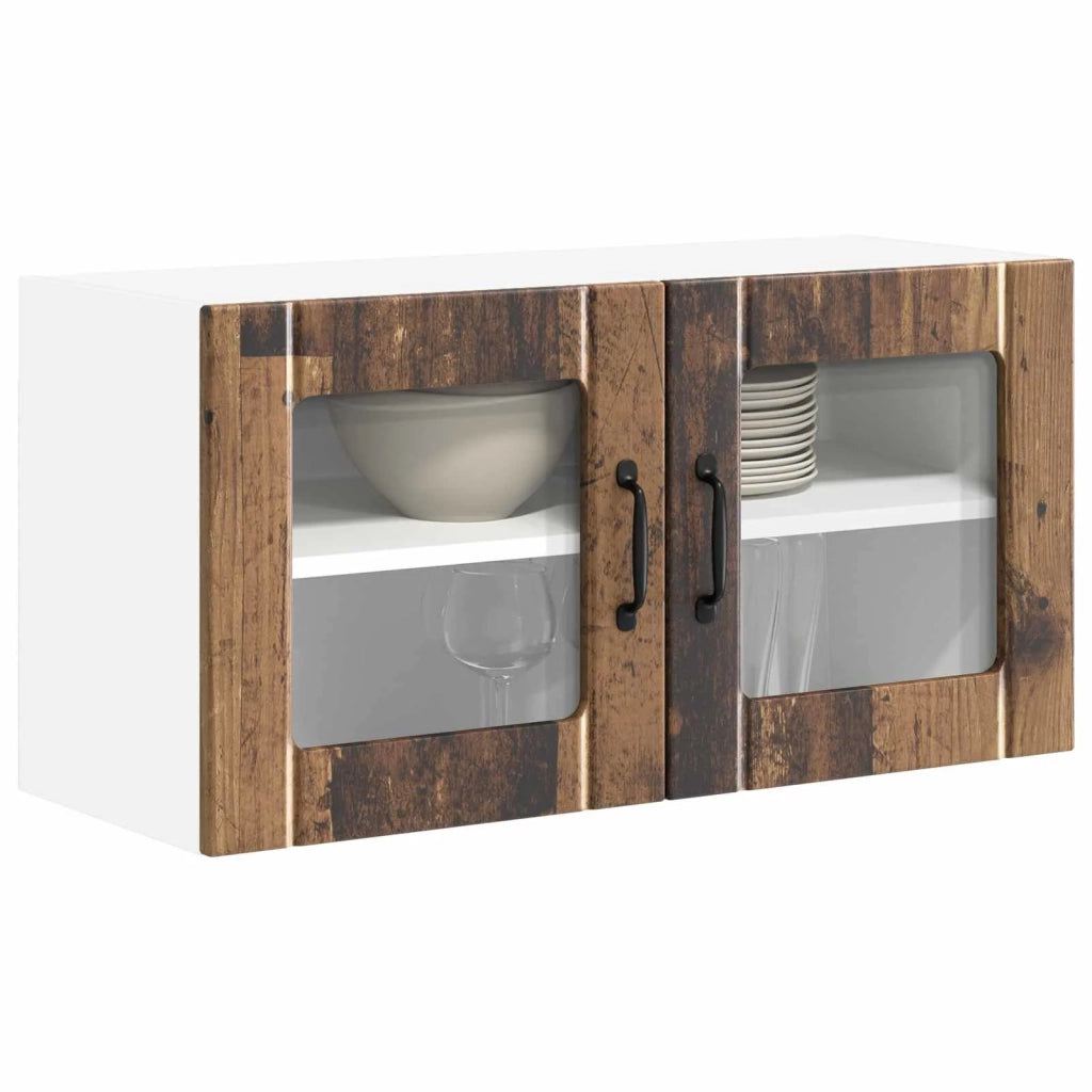 Mobile in vetro da parete LUCCA Legno antico 80 x 31 x 40 cm