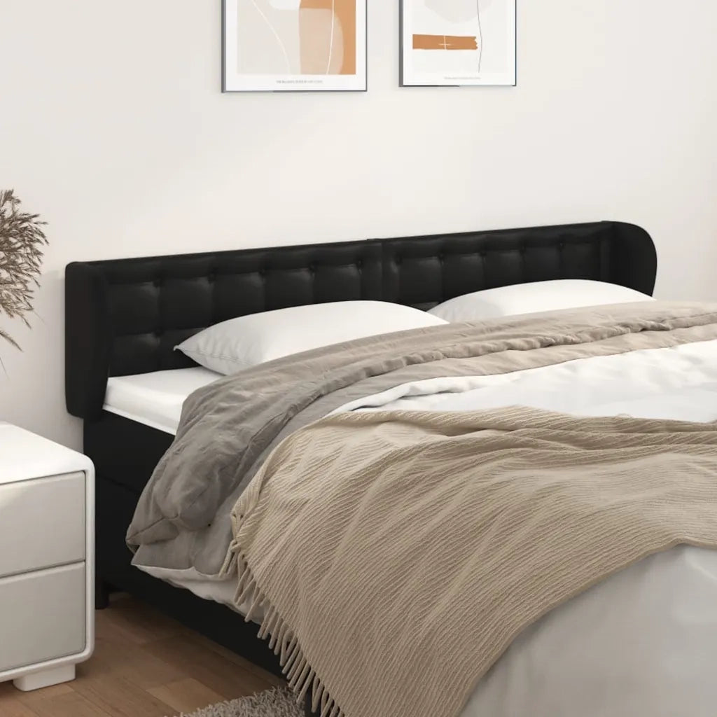 Testiera ad Orecchio Nera 203x23x78/88 cm in Similpelle 3117252