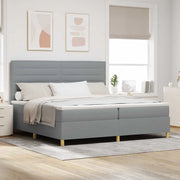 Letto a Sorgente LED Grigio chiaro 200 x 200 cm Tessuto 3343047