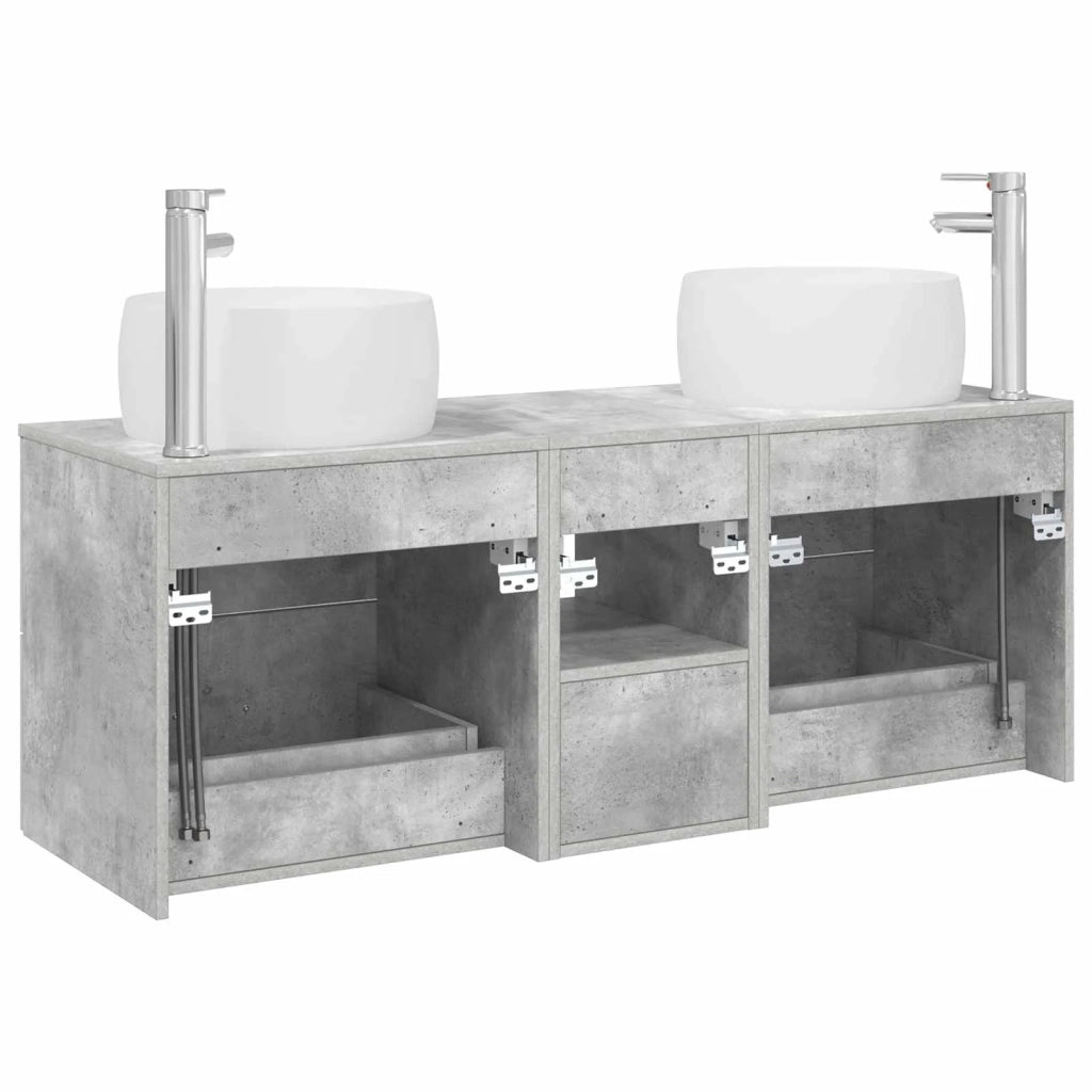 Set di mobili per il bagno 3 pz Grigio Cemento 3405926