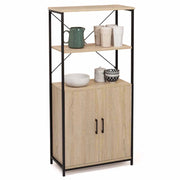 IDMarket - DETROIT Comò alto a 2 ante H. 125 cm con ripiani dal design industriale