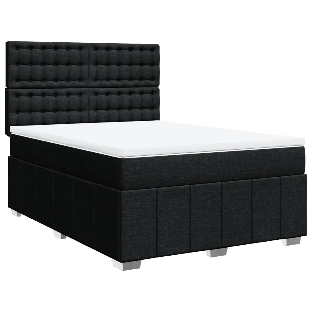 Giroletto a Molle con Materasso Nero 140x200 cm in Tessuto