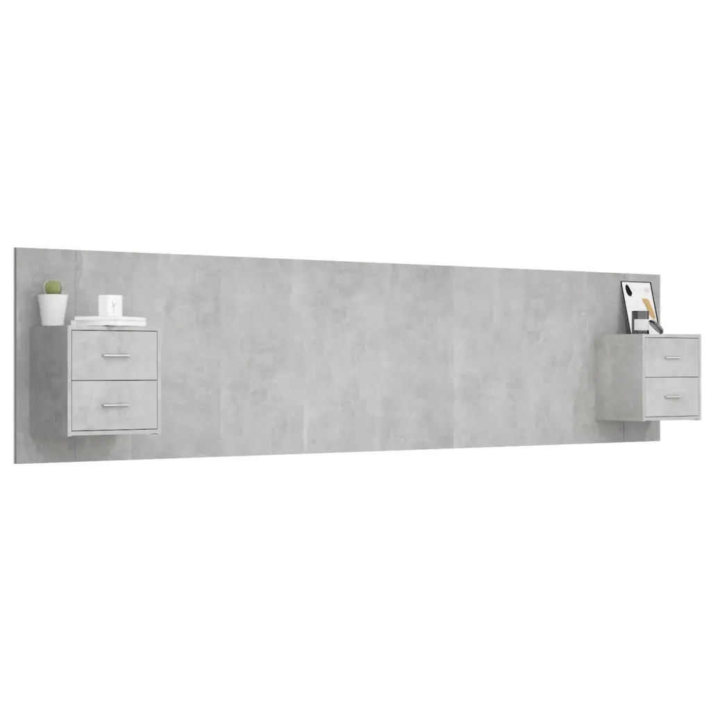Testiera Letto con Comodini in Legno Multistrato Grigio Cemento cod mxl 52768
