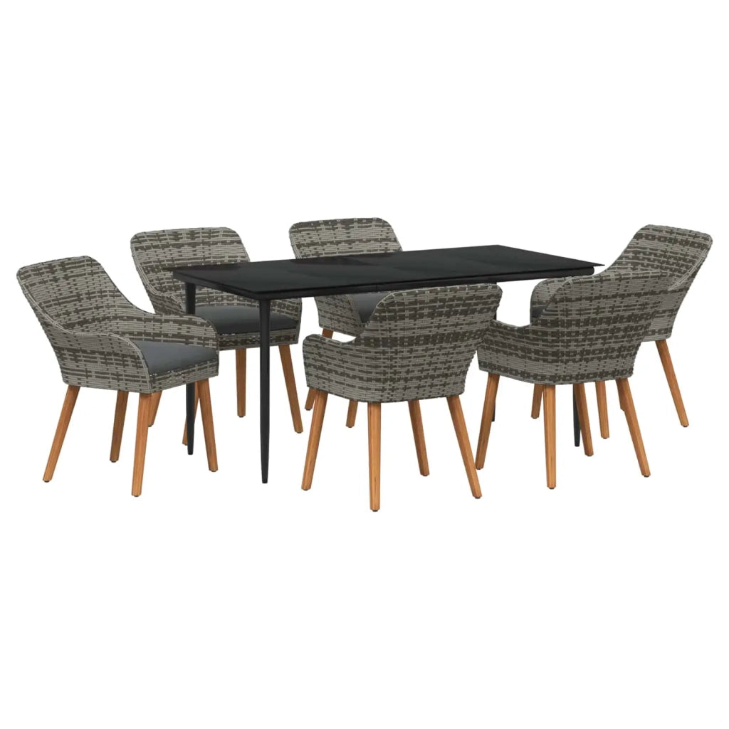 Set da Pranzo per Giardino con cuscino 7 pcs Grigio polyrattan 3261681