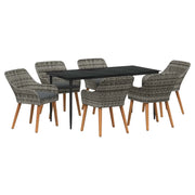 Set da Pranzo per Giardino con cuscino 7 pcs Grigio polyrattan 3261681