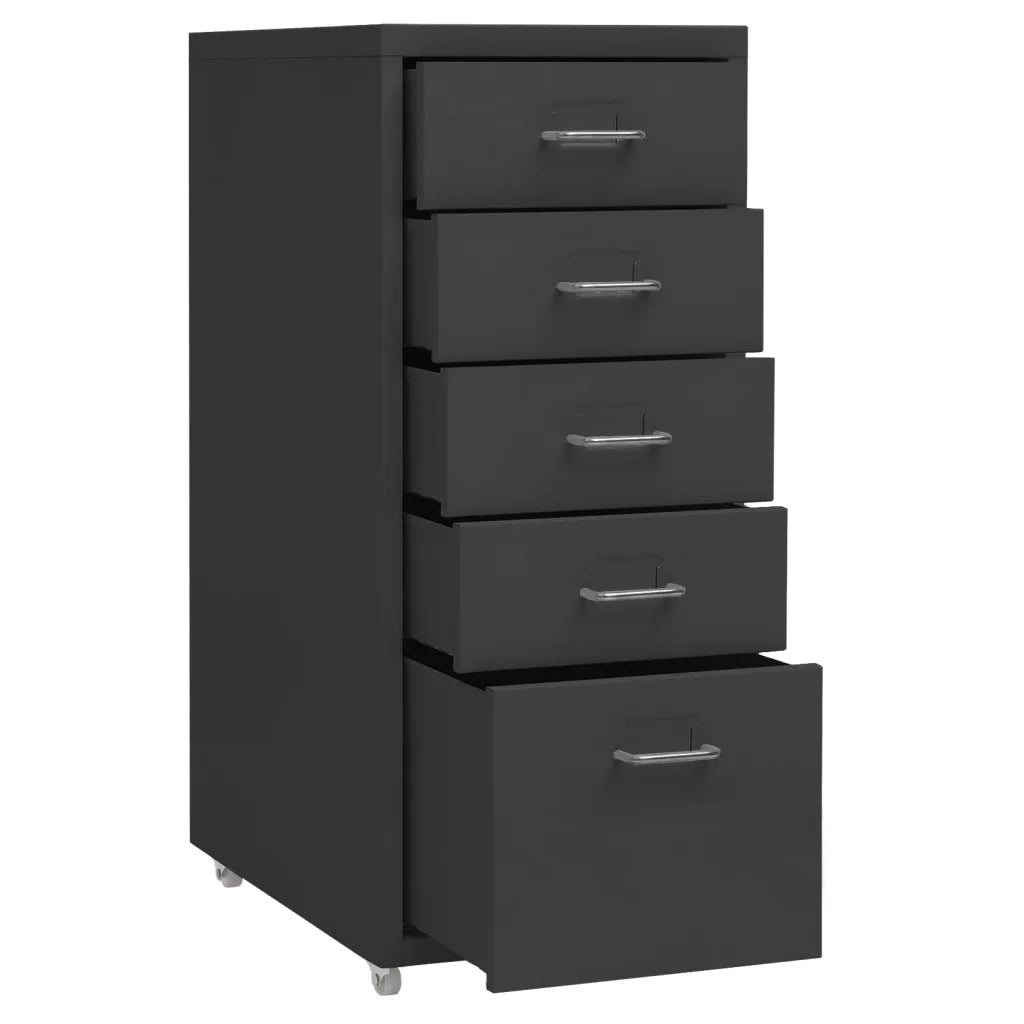 Schedario Mobile Antracite 28x41x69 cm in Metallo 335915
