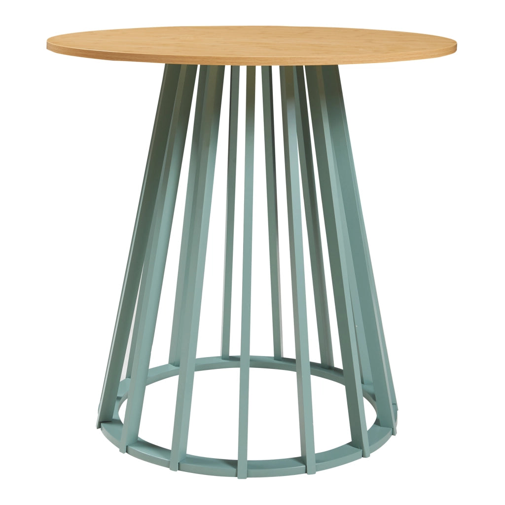 Tavolo Rotondo Lensuu da Pranzo (AxØ) 76 x 80 cm - Effetto Rovere/Verde Pastello [en.casa]