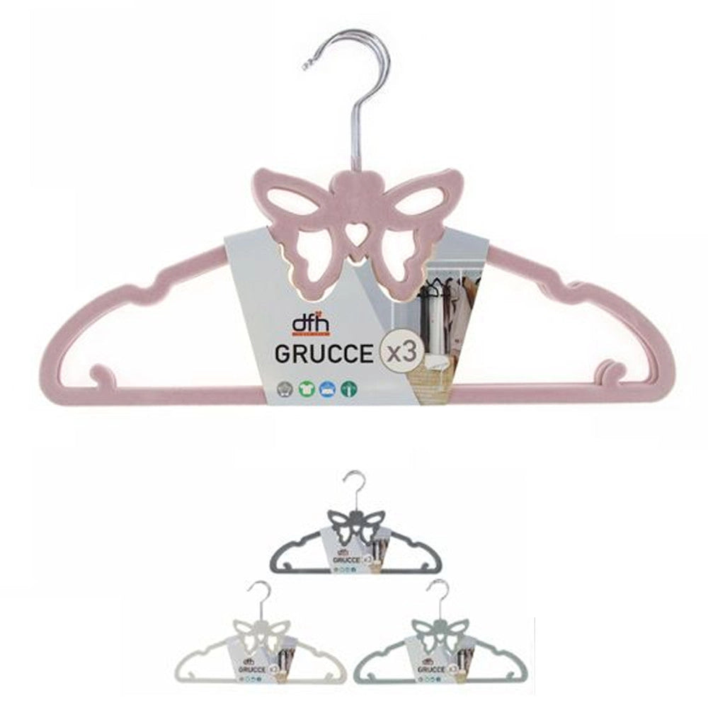 Trade Shop - Set 3 Grucce Appendiabiti Fashion Farfalla Colorate Camicie Top Giacca Stampelle -