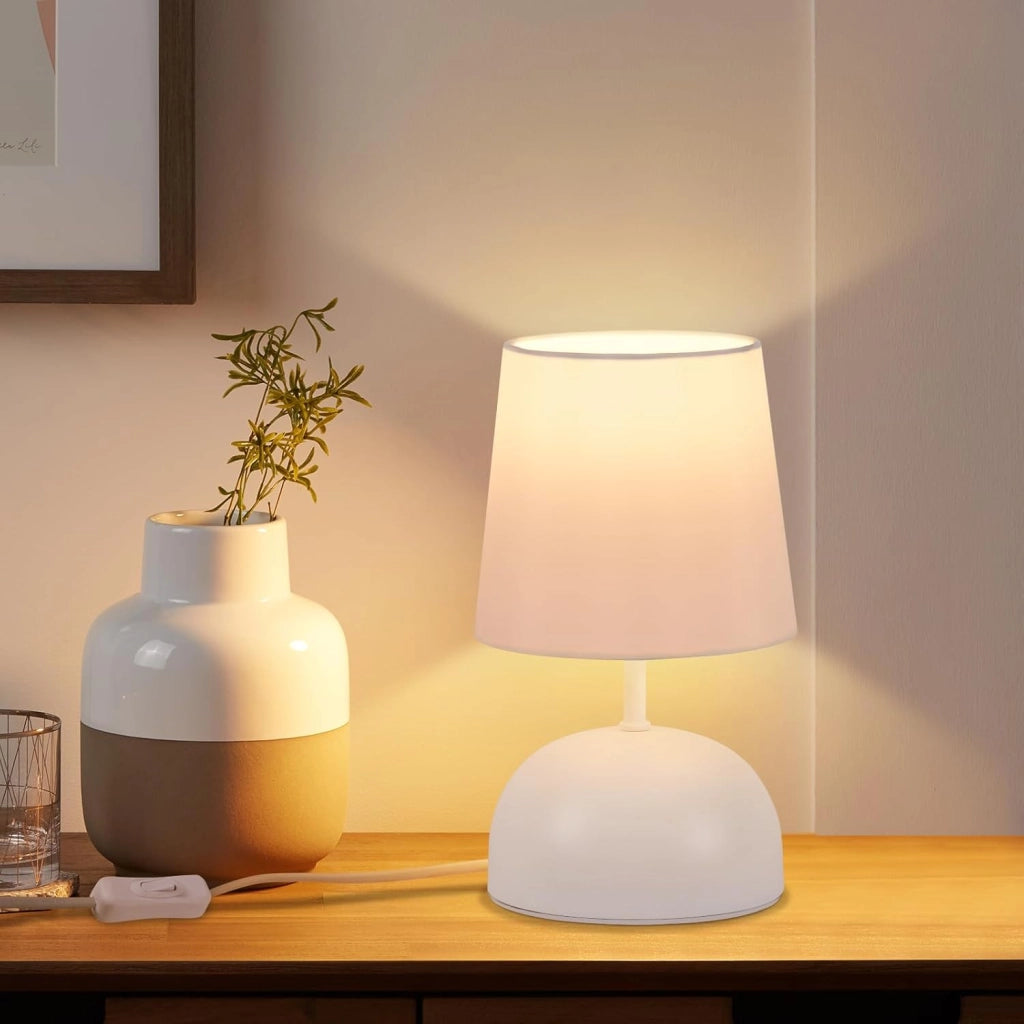 ZMH Lampada da comodino moderna bianca E14 lampada da tavolo per camera da letto o soggiorno (lampadina non inclusa)