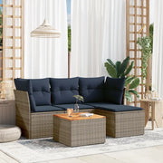 Set Divani da Giardino 5 pz con Cuscini Grigio in Polyrattan 3255942