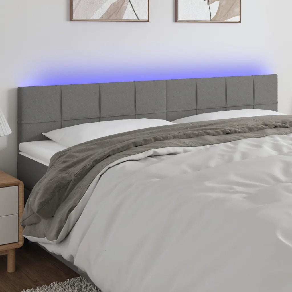 Testiera | Testata a LED Grigio Scuro 180x5x78/88 cm in Tessuto