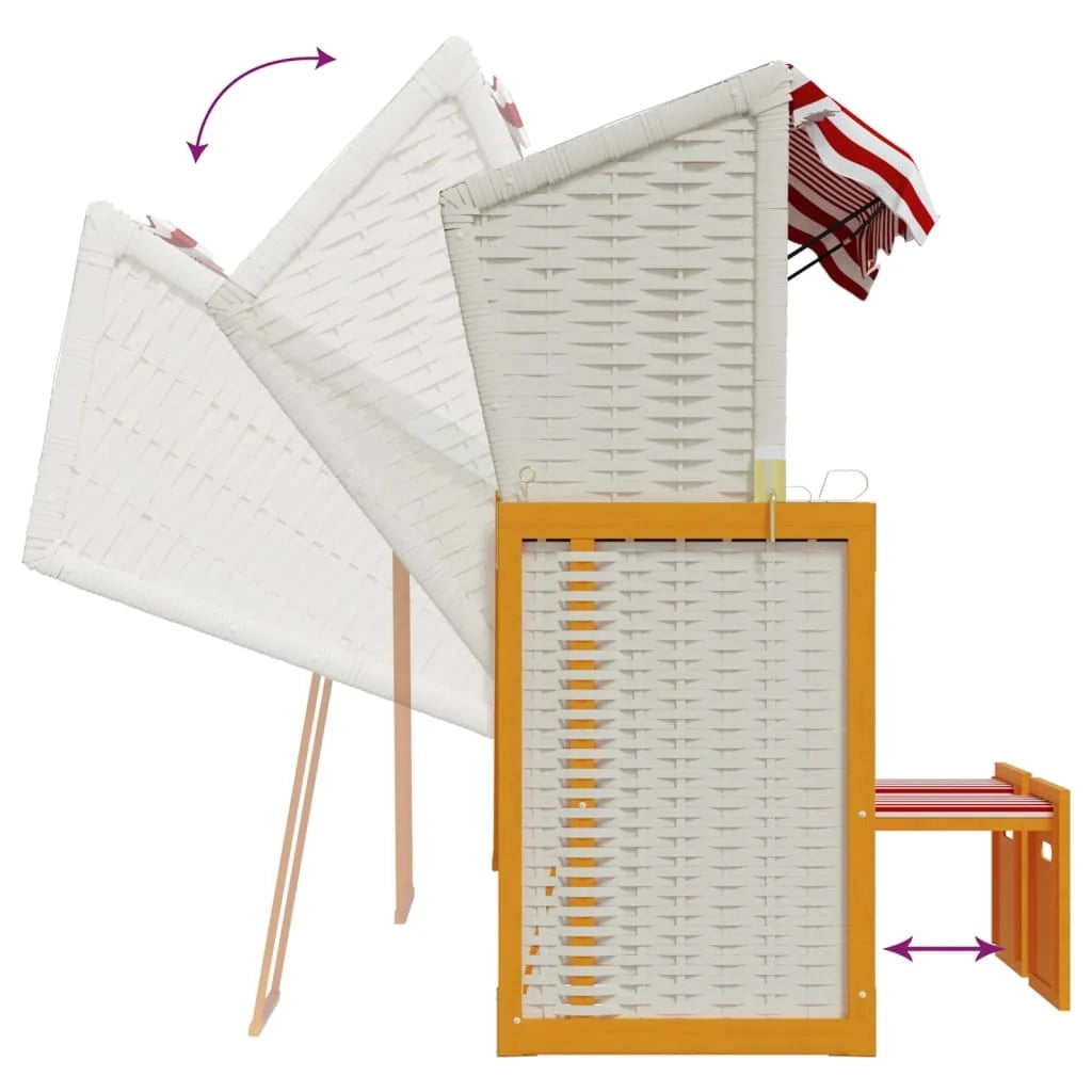 Strandkorb con cuscini in polyrattan legno massello rosso bianco 02_0012179