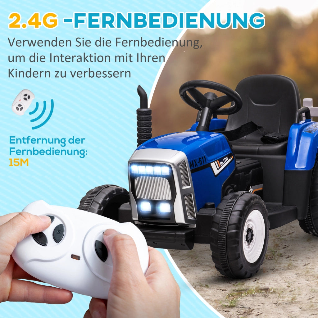 Auto elettrica per bambini con rimorchio e telecomando ¨C zephmum ¨C Blu