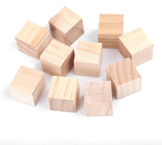 Cubetti in Legno per Attività Creative e Giocattoli, Sostenibili e Lisci, Ideali per Bambini e Arredamento Casa (25mm, 10 Pezzi)
