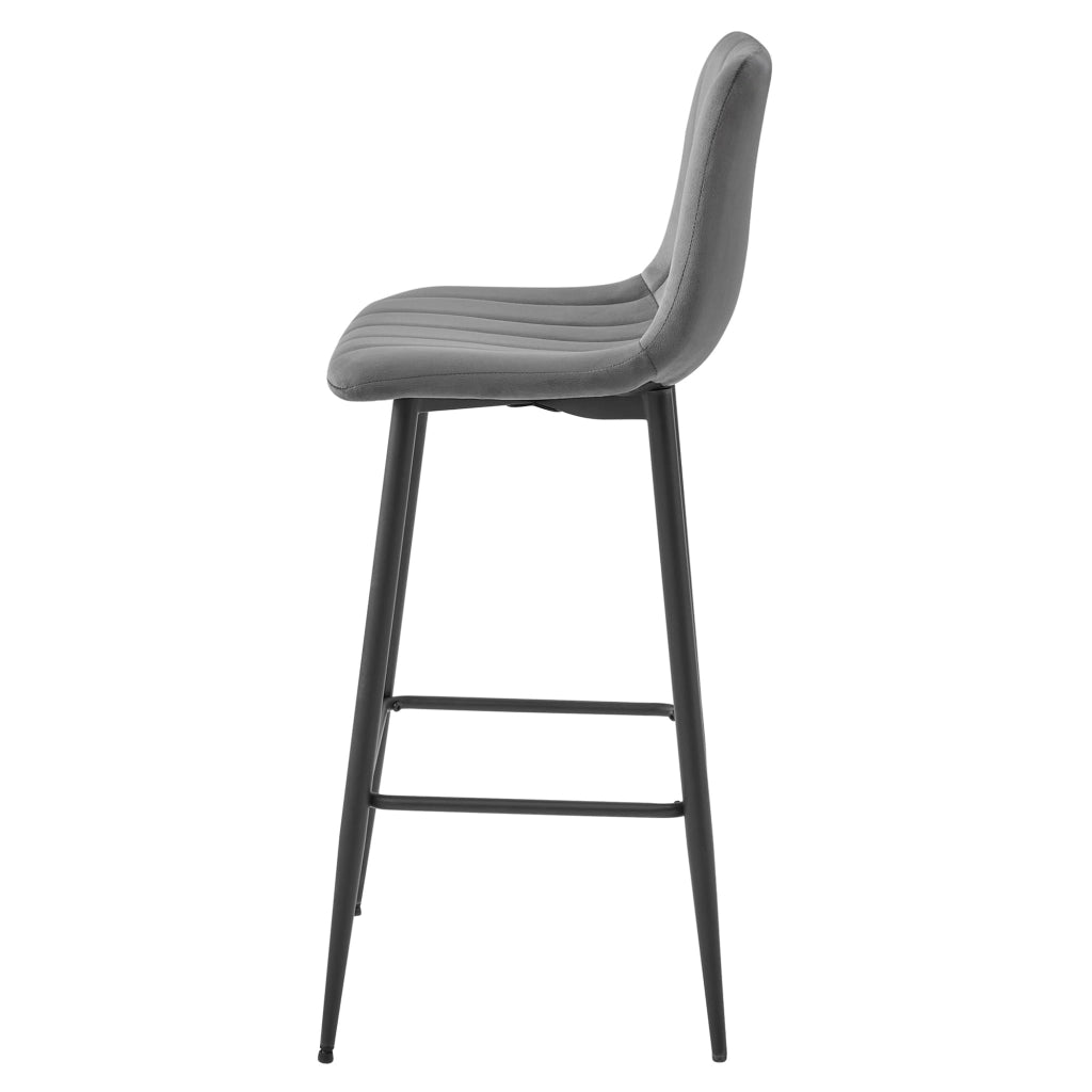 Sgabello Valora POZZA in velluto grigio scuro con gambe nere per cucina x3