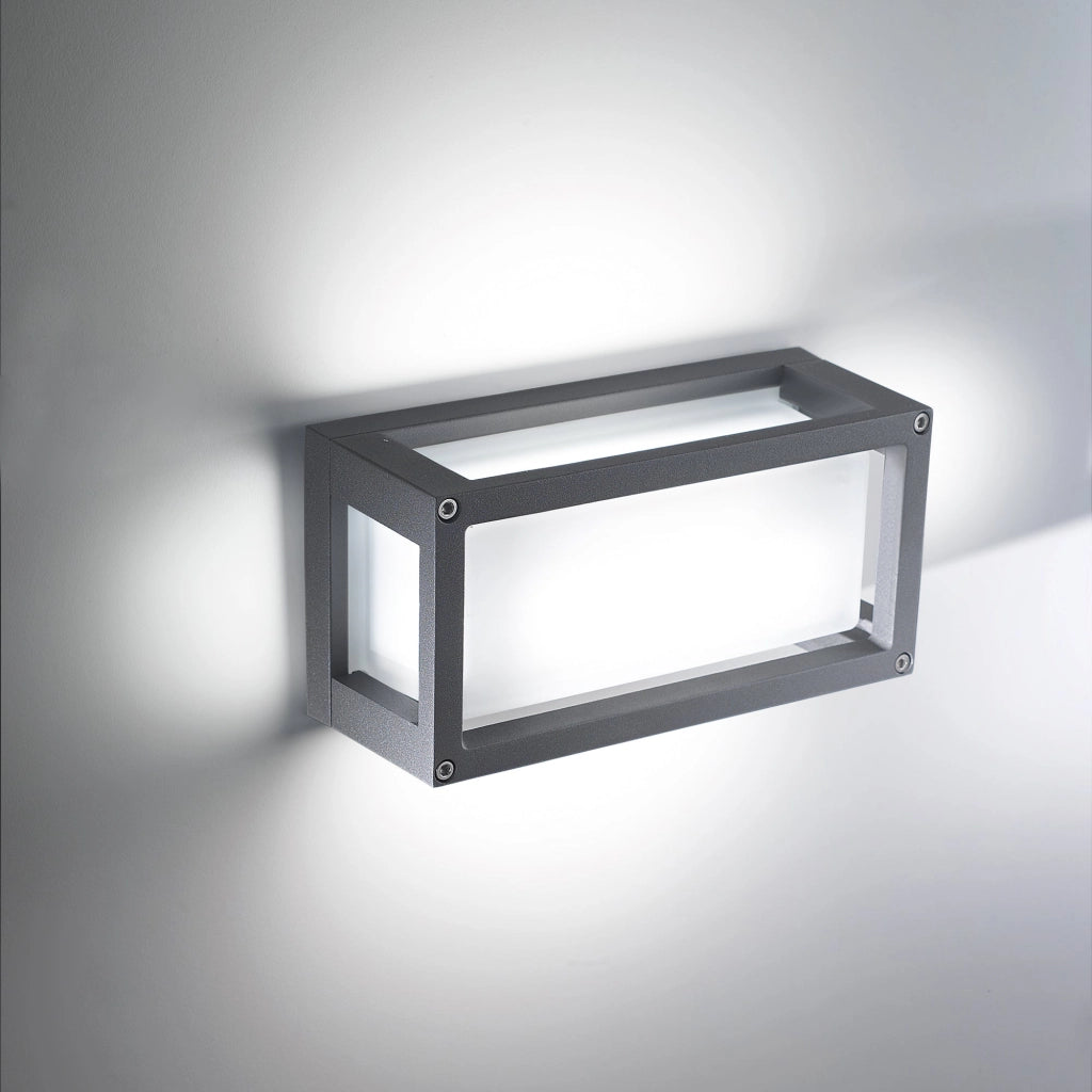 Lampada da Parete e Soffitto LED 10W IP54 3000K Bianco Opaco - Design Moderno in Alluminio Pressofuso 12.2x25x9.5 cm per Ambienti Outdoor e Indoor