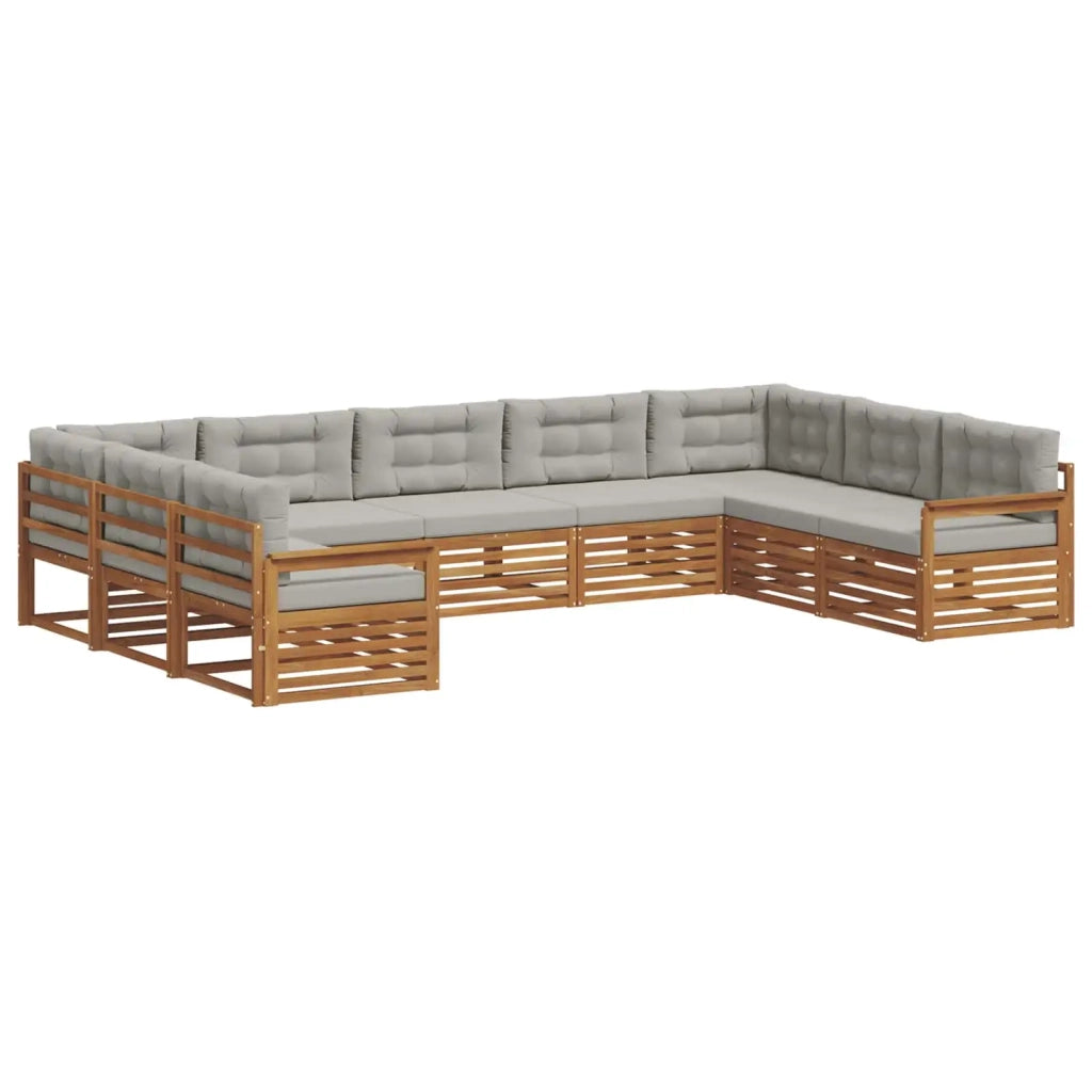 Set di divani da esterno 9 pcs Grigio Naturale e Chiaro