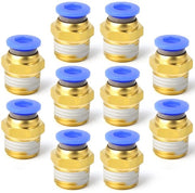Connettori a pressione per tubi in acciaio inox 10 pz - diametro esterno 6 mm - connessione BSP 1/4" maschio - duraturi - riutilizzabili - aeroni - connettori pneumatici
