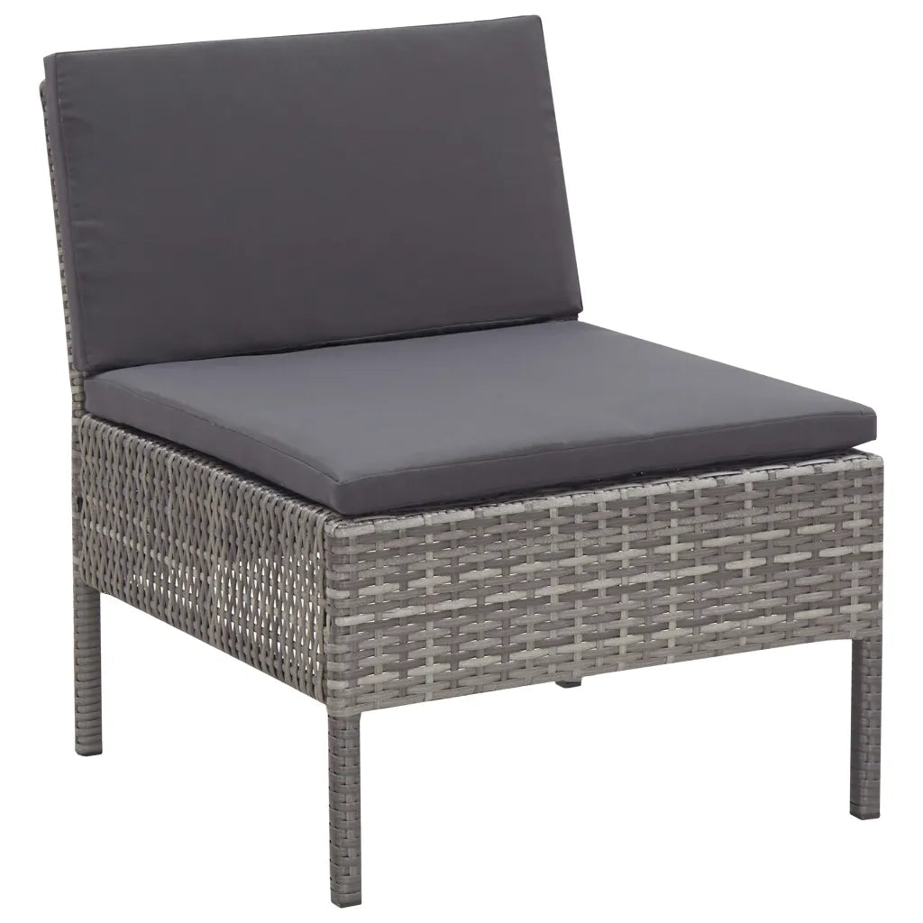 Set Divani da Giardino 6 pz con Cuscini in Polyrattan Grigio cod mxl 37983