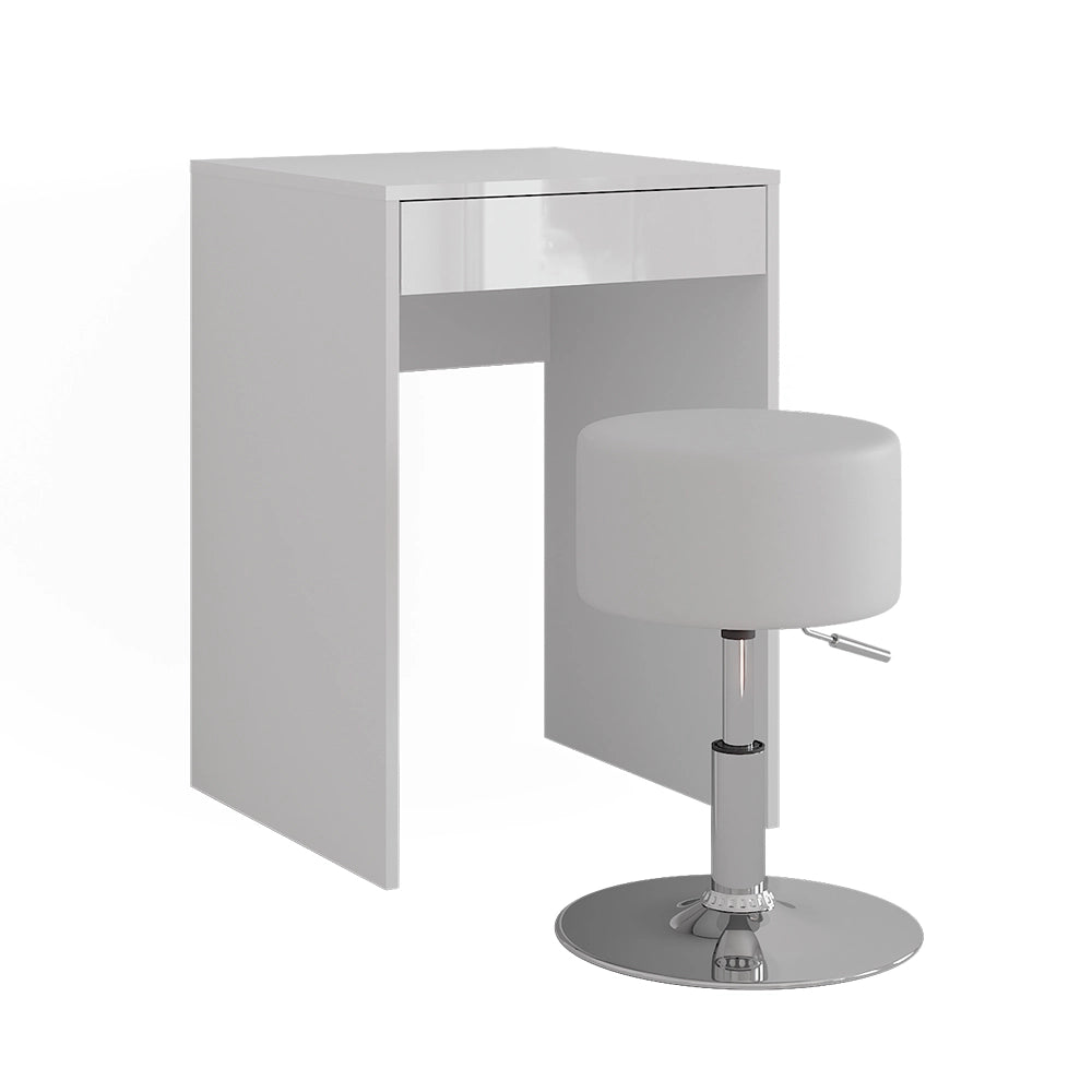 Vicco Tavolo da toeletta Bianco/bianco lucido 51.4 cm con sgabello