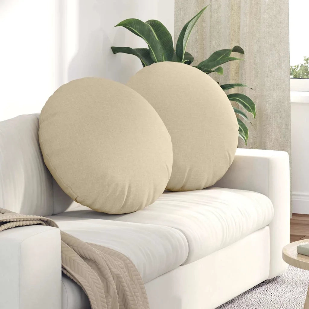 Cuscini per Seduta 2 pcs Crema Ø80 x 29 cm Tessuto