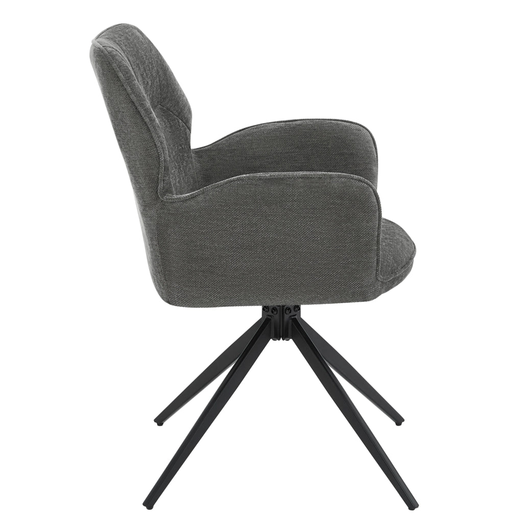 Set di 2 sedie girevoli 60x56x59 cm con braccioli e schienale avvolgente; chenille; grigio scuro