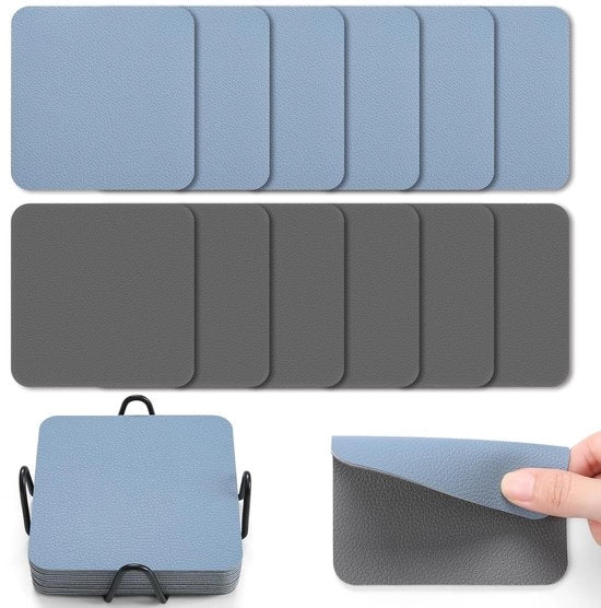 Set di Sostegni Quadrati per Vetrini 12 pezzi 10 cm Sostegni Bifacciali Impermeabili con Funzionalità Antiscivolo con Alti Sostegni (Grigio Celeste)