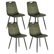 Set di 4 sedie da pranzo in velluto con gambe nere in ferro verniciato a polvere verde scuro stile moderno