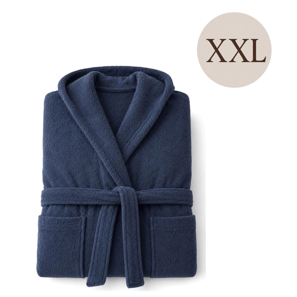 Satina, Accappatoio 100% Cotone con Cappuccio, blu