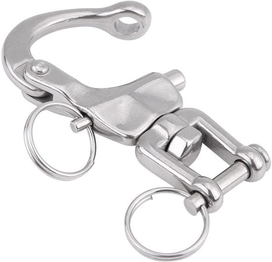 Snap Shackle Rotativo in Acciaio Inossidabile 316 - 70mm - Maniglia Robusta - Per Barche da Vela - Fune e Spinnaker